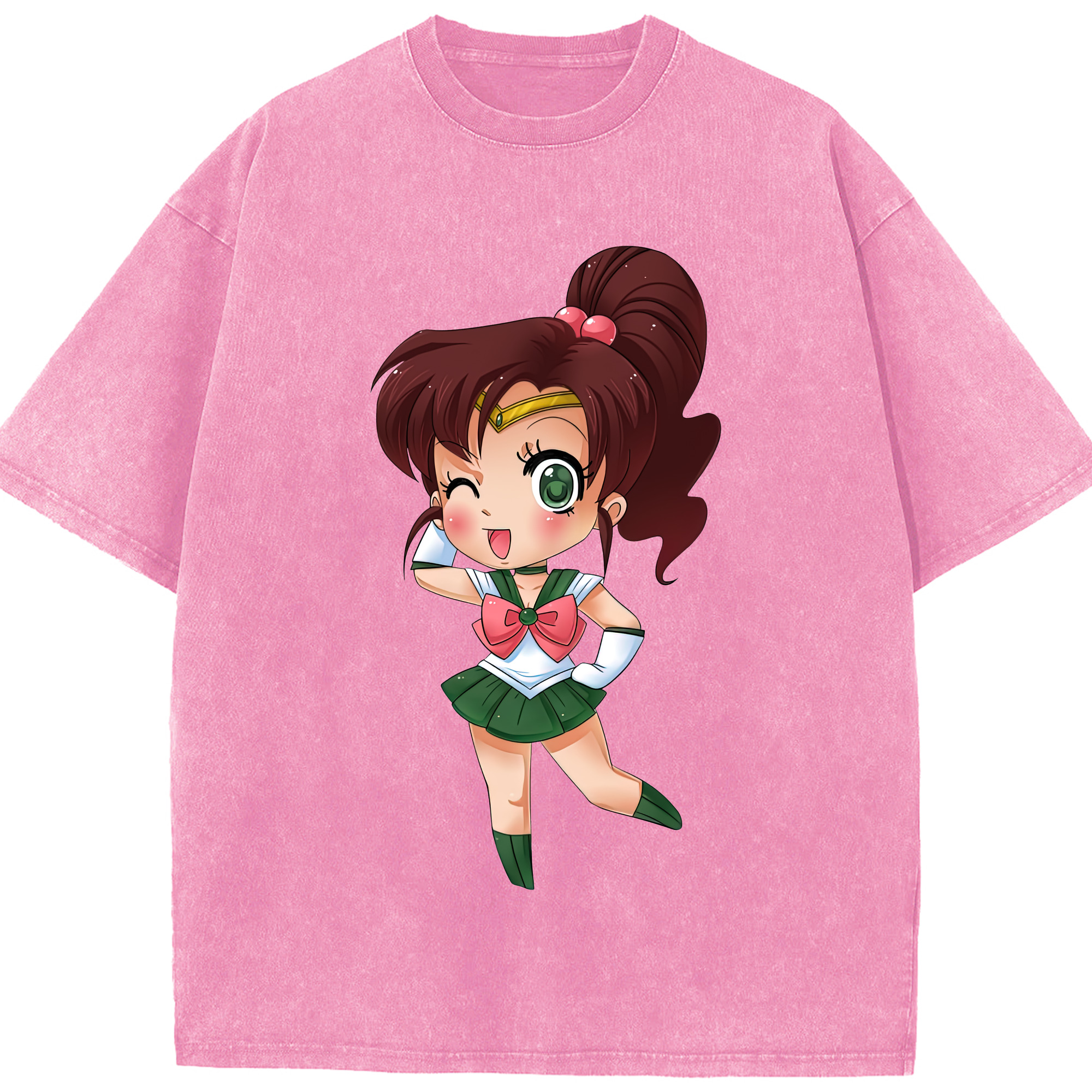 （画像用） 美少女戦士セーラームーン 木野 まこと きの まこと Sailor Moon Kino Makoto （セーラージュピター；Sailor Jupiter） 綿100% ヴィンテージ風 半袖Tシャツ（フロントプリント）